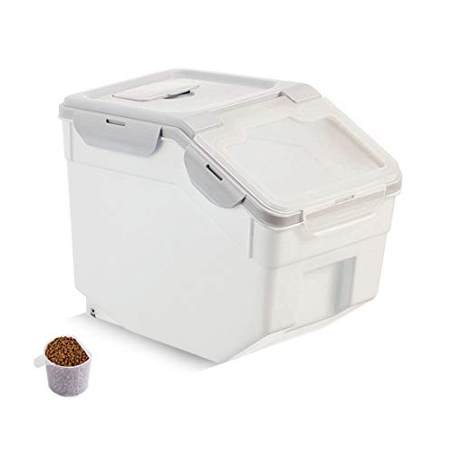 RAKU フードストッカー ペット餌入り ドライフードストッカー 大容量 密閉容器 キャスター 除湿剤 スコップ付き 10/15/22.5kg 米 犬 猫餌 保存 容器 消臭 貯蔵タンク 餌収納 湿気防止 軽量 丈夫 ベージュ (10KG) 1