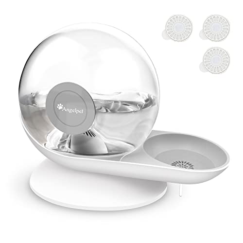 水飲み器 自動給水器 みずのみ 2.8L大容量 猫 中小型犬 フィルター付き 重力設計 自動補水 電気不要 お留守番対応 Angelpet(グレー, フィルター3枚入り) 1