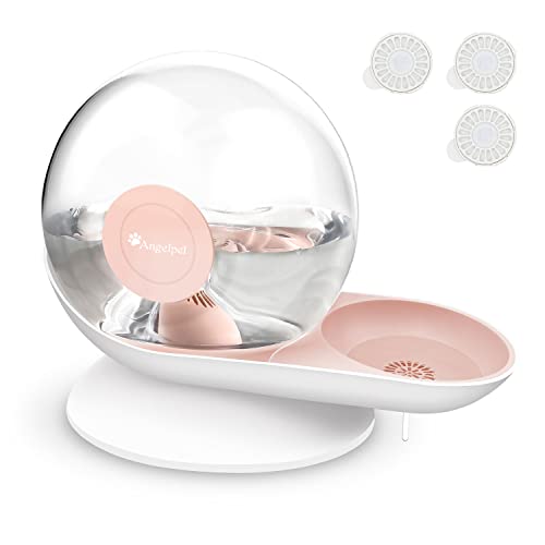 猫 犬 水 水飲み器 自動給水器 みずのみ 自動 2.8L大容量 猫 中小型犬 水飲み みずのみ器 フィルター付き 重力設計 自動補水 電気不要 お留守番対応 Angelpet(ピンク, フィルター3枚入り) 1枚目 画像