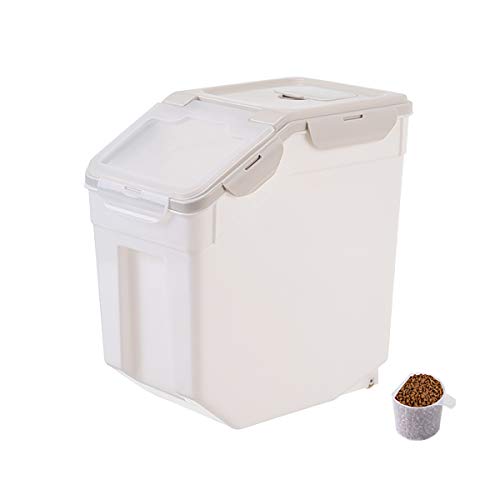 RAKU フードストッカー ペット餌入り ドライフードストッカー 大容量 密閉容器 キャスター 除湿剤 スコップ付き 10/15/22.5kg 米 犬 猫餌 保存 容器 消臭 貯蔵タンク 餌収納 湿気防止 軽量 丈夫 ベージュ (22.5KG) 1