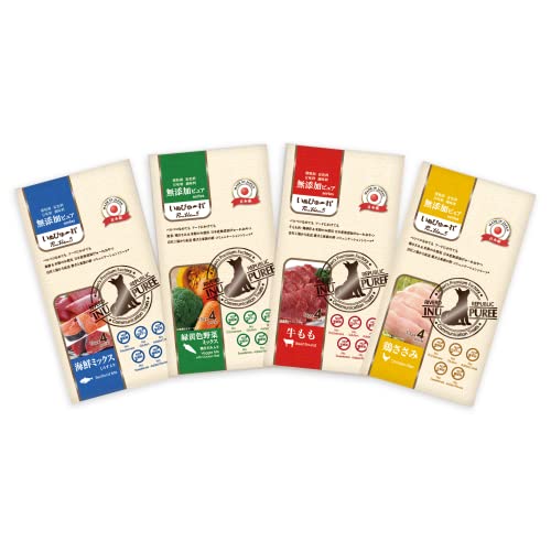 【犬用お試しセット/お一人様1個まで】無添加ピュア 日本産 犬用おやつ いぬぴゅーれ PureValue5 トライアルセット 16本入 (4本×4種) リバードリパブリック 1枚目 画像