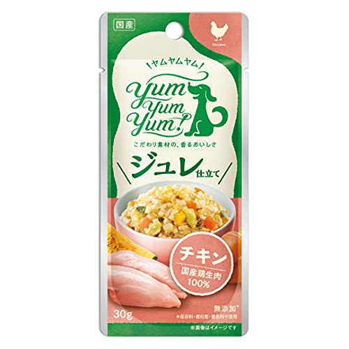 yum yum yum! ヤムヤムヤム ドッグフード ウェット ジュレ仕立て チキン 30g × 12袋 まとめ買い [ 小型犬 中型犬 大型犬 全年齢 ] 国産 無添加 最後 画像