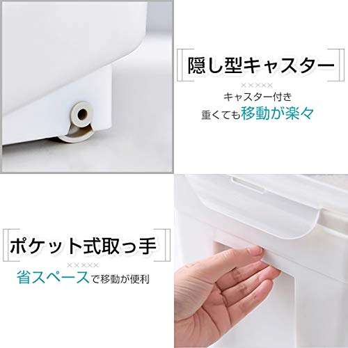 RAKU フードストッカー ペット餌入り ドライフードストッカー 大容量 密閉容器 キャスター 除湿剤 スコップ付き 10/15/22.5kg 米 犬 猫餌 保存 容器 消臭 貯蔵タンク 餌収納 湿気防止 軽量 丈夫 ベージュ (22.5KG) 最後 画像