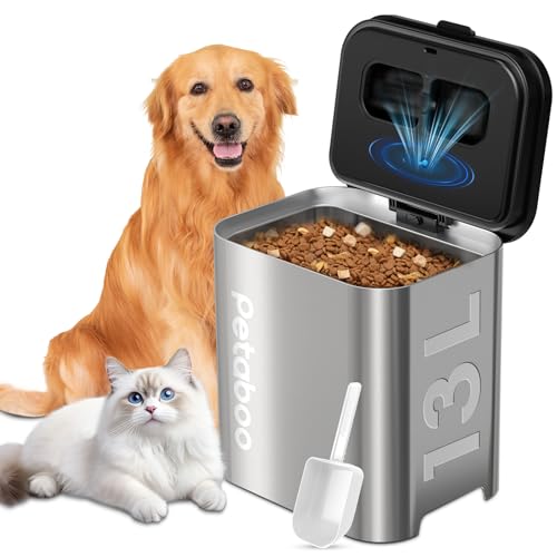 真空保存容器 ペットフード Petaboo【-15kPa自動真空で食品を鮮度キープ】ペットフードストッカー 自動真空 13L 大容量 自動密閉容器 充電式 猫 犬 フード 保存 フードストッカー フリーズドライフード 防虫 湿気防止 酸化防止 お手入れもしやすい 1