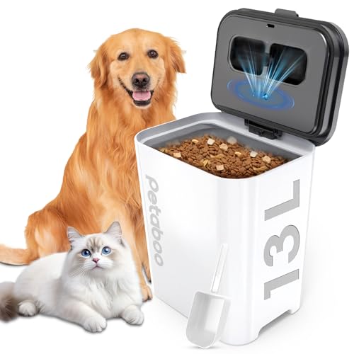 真空保存容器 ペットフード Petaboo【-15kPa自動真空で食品を鮮度キープ】ペットフードストッカー 自動真空 13L 大容量 自動密閉容器 充電式 猫 犬 フード 保存 フードストッカー フリーズドライフード 防虫 湿気防止 酸化防止 お手入れもしやすい 1枚目 画像