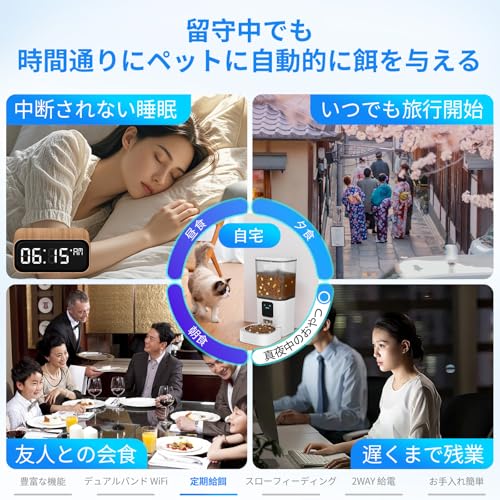 Frienhund 自動給餌器 猫 スマホ連携- 【2025新モデル】7L大容量 猫犬対応 2.4G＆5G WiFiに対応 ゆっくり給餌モ-ド（肥満を避ける）取り外し可能な設計 (お手入れ簡単) 2WAY給電 1日30食 中間 画像