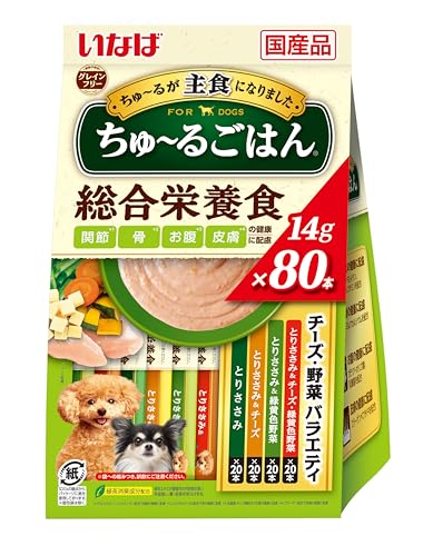 いなば ちゅ~るごはん チーズ・野菜バラエティ 80本 総合栄養食 犬用おやつ 1枚目 画像