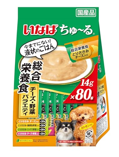 いなば ちゅ~る 総合栄養食 チーズ・野菜バラエティ 80本 犬用おやつ 1枚目 画像
