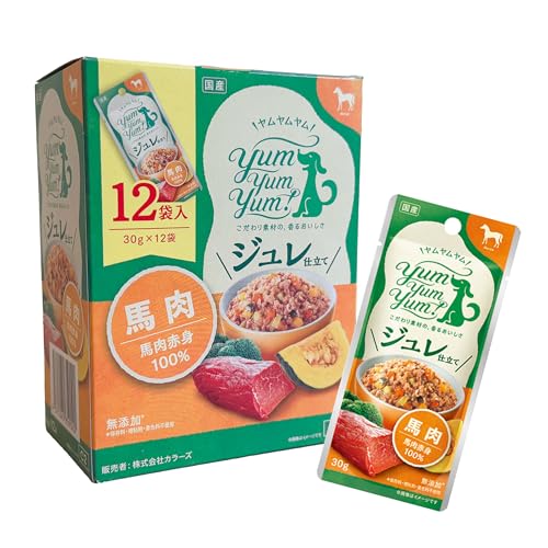yum yum yum! ヤムヤムヤム ドッグフード ウェット ジュレ仕立て 馬肉 30g × 12袋 まとめ買い [ 小型犬 中型犬 大型犬 全年齢 ] 国産 無添加 1