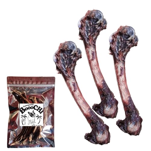 【国産 鹿肉ジャーキー】 BOOOCHI ぶーち 犬のおやつ 鹿 レッグボーン 無添加 無着色 鹿骨 中型犬 大型犬 骨 山口県産 歯磨きガム 代用品としても チャック付き / 3 本 約14~17cm 1枚目 画像