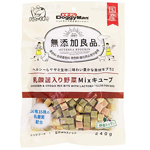 【Amazon.co.jp限定】 ドギーマン 犬用おやつ 無添加良品 乳酸菌入り野菜Mixキューブ 240g×3袋 240グラム (x 3) 最後 画像