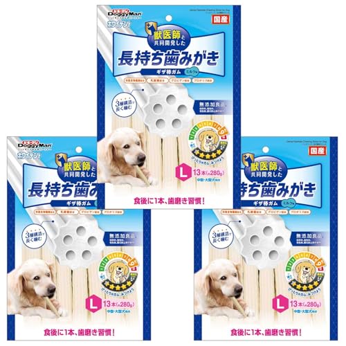 ドギーマン ホワイデント 長持ち歯みがき ギザ棒ガム L 13本×3袋 犬用 1