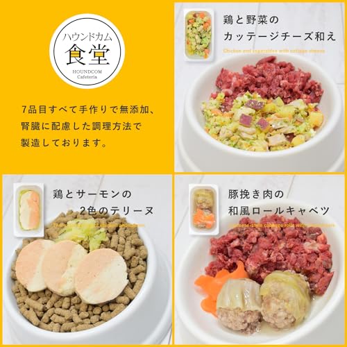 帝塚山ハウンドカム 犬 冷凍 ドッグフード 【 低リン 腎臓ケア 】 低リンで腎臓に優しい7品目Aセット 各品目×7個入り 無添加 国内製造 手作りご飯 水分補給 栄養補強 療法食 トッピング 食べない悩み 食いつき フレッシュフード やわらかい 子犬 成犬 シニア犬 最後 画像