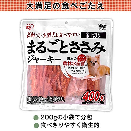 アイリスオーヤマ 犬用おやつ まるごとささみジャーキー細切り 400g (農林水産省認定 素材100%) チキン 中間 画像