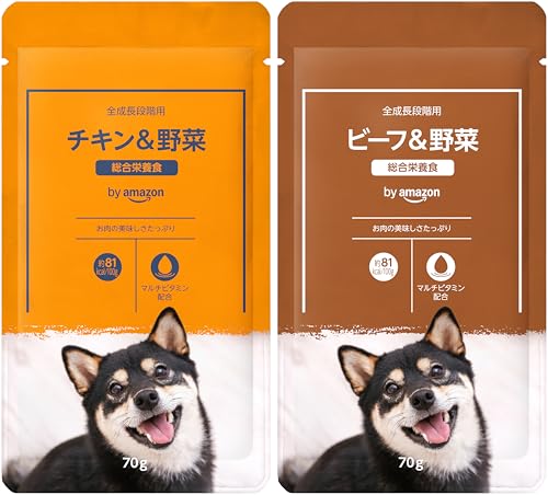by Amazon 犬用ウェットフード 総合栄養食 バラエティパック (チキン&野菜・ビーフ&野菜) 70g×12P(各6P) 最後 画像