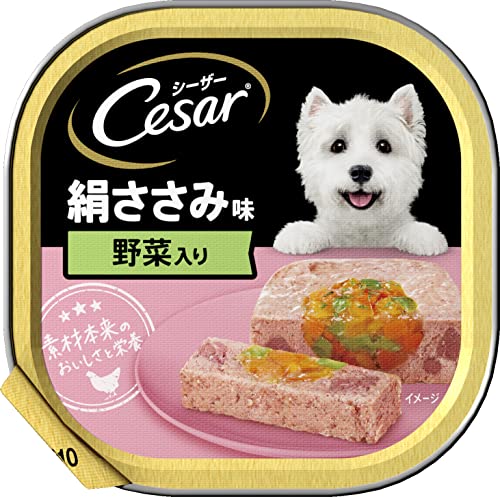 シーザー トレイ 成犬用 100g×24個 絹ささみ 野菜入り 水分補給 ふわふわローフタイプ 総合栄養食 ウェットフード ドッグフード 缶詰 犬 Cesar まとめ買い 1枚目 画像