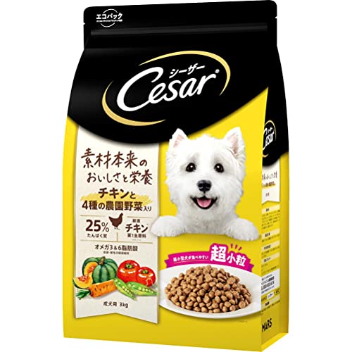 シーザー ドライ 成犬用 3kg チキンと4種の農園野菜入り ドライフード ドッグフード 犬 Cesar 1枚目 画像