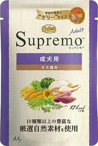 Nutro シュプレモ ウェット ゼリータイプ 成犬用 全犬種用 35g×12袋 パウチ 少量使い切り 総合栄養食 ドッグフード 犬 まとめ買い 厳選自然素材 香料・着色料 無添加 ニュートロ 1枚目 画像