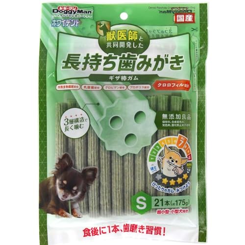 ドギーマン ホワイデント 長持ち歯みがき ギザ棒ガム クロロフィル配合 Ｓ 21本×3袋 犬用 最後 画像