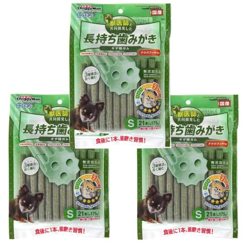 ドギーマン ホワイデント 長持ち歯みがき ギザ棒ガム クロロフィル配合 Ｓ 21本×3袋 犬用 1