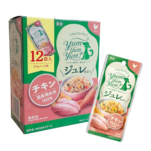 yum yum yum! ヤムヤムヤム ドッグフード ウェット ジュレ仕立て チキン 30g × 12袋 まとめ買い [ 小型犬 中型犬 大型犬 全年齢 ] 国産 無添加 1