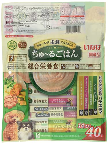 いなば ちゅ~るごはん とりささみバラエティ 40本 総合栄養食 犬用おやつ 中間 画像