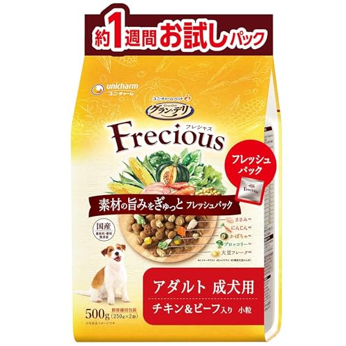 [約1週間お試しパック] グラン・デリ フレシャス(Frecious)ドッグフード ドライ [成犬用] チキン&ビーフ 500g【国産】【Amazon.co.jp限定】 1