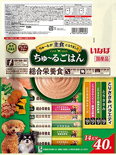 いなば ちゅ~るごはん とりささみバラエティ 40本 総合栄養食 犬用おやつ 最後 画像