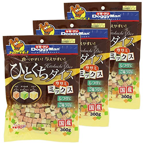 ドギーマン 犬用おやつ ひとくちダイス ササミミックス 300g×3個セット 300グラム (x 3) (まとめ買い) 1枚目 画像