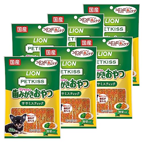ライオン ペットキッス PETKISS ワンちゃんの歯みがきおやつ ササミスティック 野菜入り 60g×6個 まとめ買い LIONPET 1