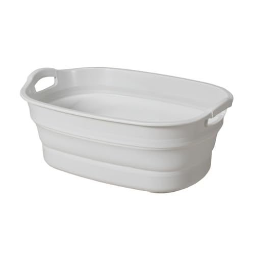 イセトウ(Isetou) ペットバス ソフトタブワイド 【Amazon限定色】ホワイトグレー 23L 幅60.0×奥行40.0×高さ10.0~24.6cm 日本製 折りたたみ 水抜き栓付き 洗濯かご アウトドア 大容量 中型犬 コンパクト収納 ペット用 バスタブ ベビー 水遊び つけ置き I-616 1