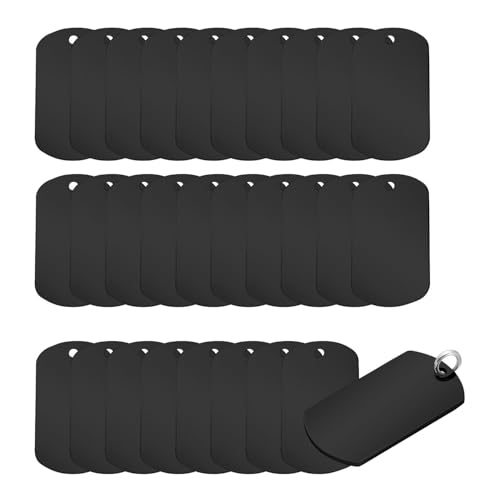 KKLM ネームタグ アルミ札 アルミ製ネームタグ30枚 DIYブランク 盾型 盾型名入れ刻印 IDタグ犬猫用首輪 黒方型 1枚目 画像