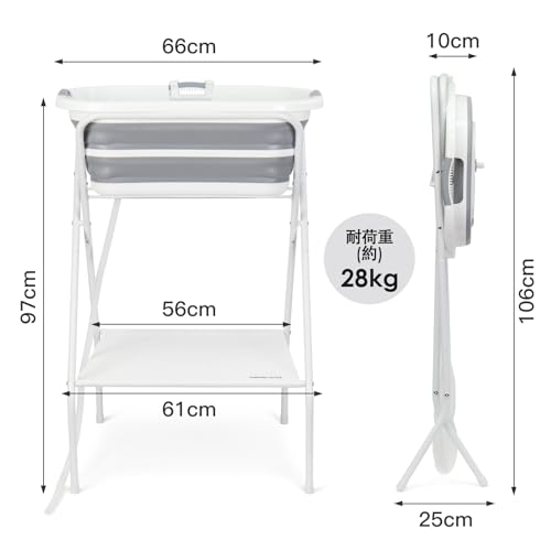 BEBEROAD PETS 犬 バスタブ ペット用バスタブ 折りたたみ スタンド付き 猫犬浴槽 猫犬お風呂用 折りたたみたらい 持ち運び 内外に適用 多機能 排水プラグが付く 耐荷重(約) 28KG (グレー, 高いタイプ) 中間 画像