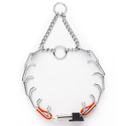 Herm Sprenger クロムメッキ スチール ドッグ カラー クイックリリース付き ClicLock バックル Oリング バイオタン インサート トレーニング カラー ドイツ製 (ハンター オレンジ、40.6 cm x 2.25 mm (首サイズ33-14 インチ) 中間 画像