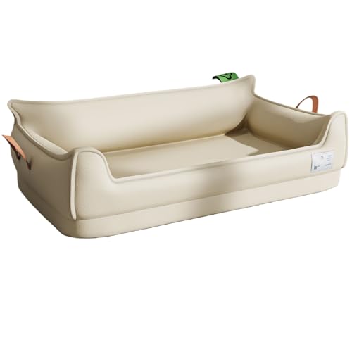 中大型犬用 U字型ボルスターペットソファ 四季通用 取り外し可能 合皮製 防水 ソファ型 犬室内用 安心 快適な睡眠、長方形、キュートでスタイリッシュ、傷に強い（様々なカラーとスタイルをご用意） (ベージュ,54×40×20cm (5kg以下)) 1