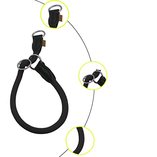 Aiminto ローププロトレーニング犬用カラー、ノープルラウンドマルチンゲールカラー、スリップカラー、スライダブルストップリング付き - 小中大型犬に最適です (Mサイズ 厚み12mm 長さ45cm, ブラック) 中間 画像