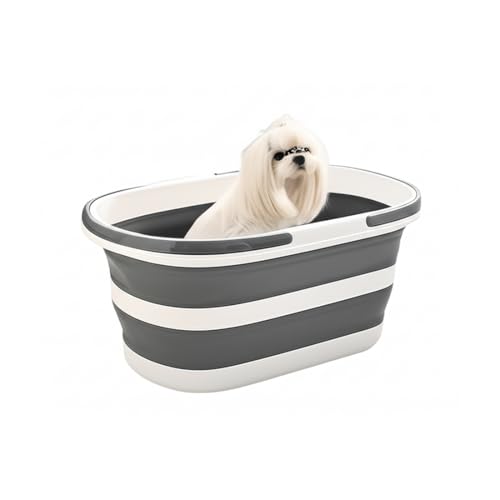 Gorocking ペット用バスタブ 35L 大容量 折りたたみ式 犬 水抜き栓付き 温度シール ベビーバス 中型犬 猫 コンパクト収納 キャスター付き 1枚目 画像