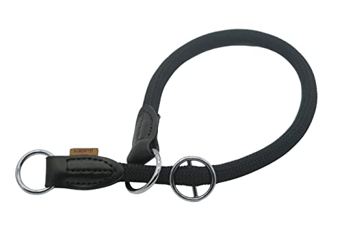 Aiminto ローププロトレーニング犬用カラー、ノープルラウンドマルチンゲールカラー、スリップカラー、スライダブルストップリング付き - 小中大型犬に最適です (Mサイズ 厚み12mm 長さ45cm, ブラック) 1