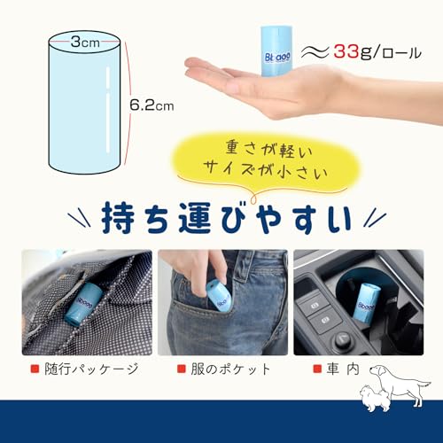 Bbaoo うんちが臭わない袋 犬うんち処理袋 (17.5x27cm)300個入り20ロール無香料 防臭ポリ袋 お散歩マナー袋 サニタリー袋 お出かけ 車内 猫砂用 厚さ0.02mm 持ち運び便利【カラー:ブルー】 中間 画像