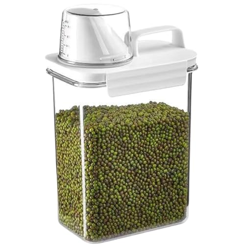 【良品CUORA】ペットフードストッカー 犬 猫 保存容器 ケース 入れ物 密閉 透明 計量カップ付 大容量 ドライフード ドッグフード キャットフード フードストッカー 餌入れ (1.8L) 1