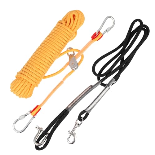 ABOOFAN 耐摩耗性ペットチェーン 犬用つなぎケーブル 15m キャンプ向けタイアウトケーブル ペットハーネス対応 屋外散歩用セット 1枚目 画像