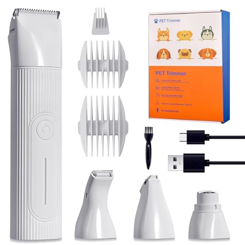FERRISA犬 バリカン 4in1多機能 猫 ペット用バリカン 犬用 グルーミングキット コードレス 充電式 IPX7防水 低騒音 低振動 足裏 部分 全身用 トリミング 初心者向け まるごと水洗いOK 1枚目 画像