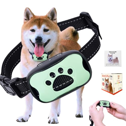 TTFP 無駄吠え防止首輪 小中型犬専用首輪 53g超軽量 電流ショック不使用 全自動 7段階ピーの音&振動 防水 しつけグッズ 日本語説明書付き（肉球 ミントグリーン） 1