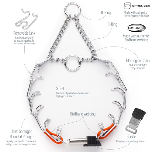 Herm Sprenger クロムメッキ スチール ドッグ カラー クイックリリース付き ClicLock バックル Oリング バイオタン インサート トレーニング カラー ドイツ製 (ハンター オレンジ、40.6 cm x 2.25 mm (首サイズ33-14 インチ) 最後 画像