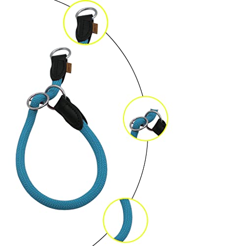 Aiminto ローププロトレーニング犬用カラー、ノープルラウンドマルチンゲールカラー、スリップカラー、スライダブルストップリング付き - 小中大型犬に最適です (Mサイズ 厚み8mm 長さ45cm, ライト ブルー) 中間 画像