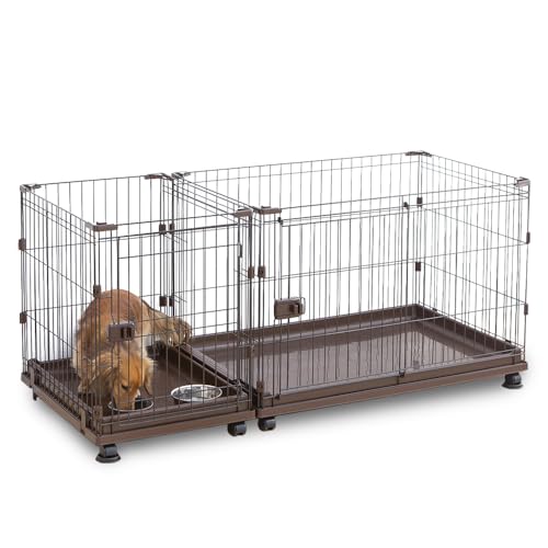 アイリスオーヤマ 犬 サークル 室内 コンビネーションサークル トイレトレーニングセット P-CS-1400V ウォールナット 1