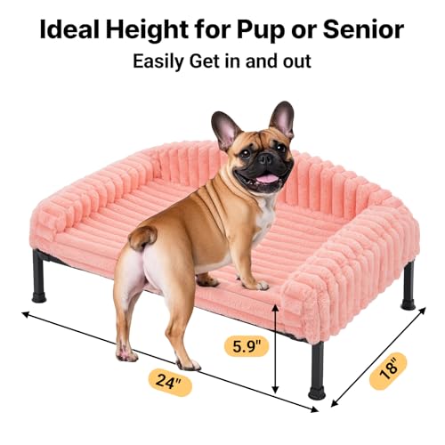 Veehoo 犬 猫 ベッド 【取り外し可能な枕台】高架犬用ベッド コット 小型犬 高床式 猫 ベッド 冬 噛んでも破れない 犬 ソファ 脚つきコット型 洗える ペット 猫 ソファ 猫 ハンモック 屋内外使えるベッド 地面から離れ (60L x 45W cm ピンク) 最後 画像