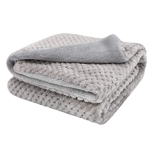 RIKMSS ペット用 毛布、 ブランケット、 犬 猫用 毛布、タオル、マット、クッション、ペット ベッド 防寒用 布団 、ソフト、暖かい ふわふわ 通気性 四季適用、二重布厚み版 (M：60x 80cm、灰色） 1