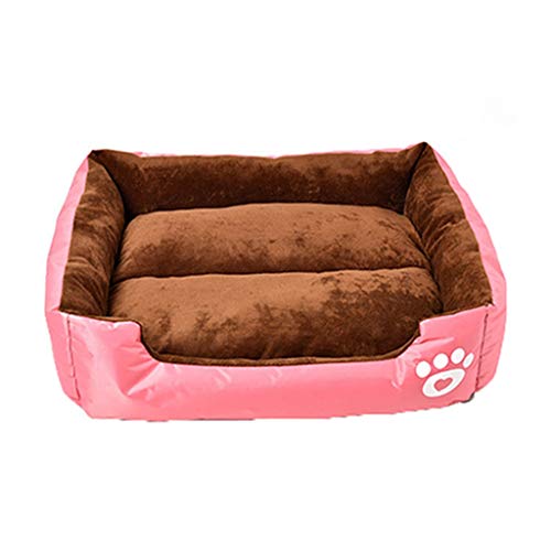 ペットベッド スクエア型 クッション性 ペットグッズ 脱着式 洗える 滑り止め 犬猫兼用 四季通用 ぐっすり眠れる M 保温防寒 寝心地よい 快適 犬ベッド 猫ハウス 柔らかい ふわふわ ピンク 室内用 カドラー ペットソファー 1
