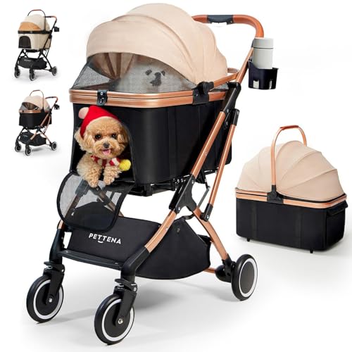 【最新自立型】PETTENA 分離型 ペットカート 耐荷重20KG 広い空間 自立可能 ワンタッチ折畳 軽量 使用簡単 犬 バギー 猫 犬用カート PETTENA KNIGHT 1